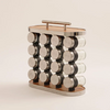 Alberto 16 Pieces Glass Spice Jar Set with Metal Lid and Metal Rack