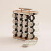 Alberto 16 Pieces Glass Spice Jar Set with Metal Lid and Metal Rack