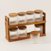 Alberto 8-Pieces Embossed Glass Spice Jar Set with Wooden Stand