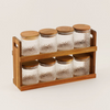 Alberto 8-Pieces Embossed Glass Spice Jar Set with Wooden Stand