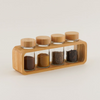 Alberto 4-Pieces Spice Jar Set Glass With Bamboo Rack - 25.2*6.4*10.6 Cm