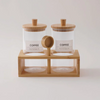 Alberto Set of 2 Glass Canister with Bamboo Base and Wooden Spoon - 10*10*18.5